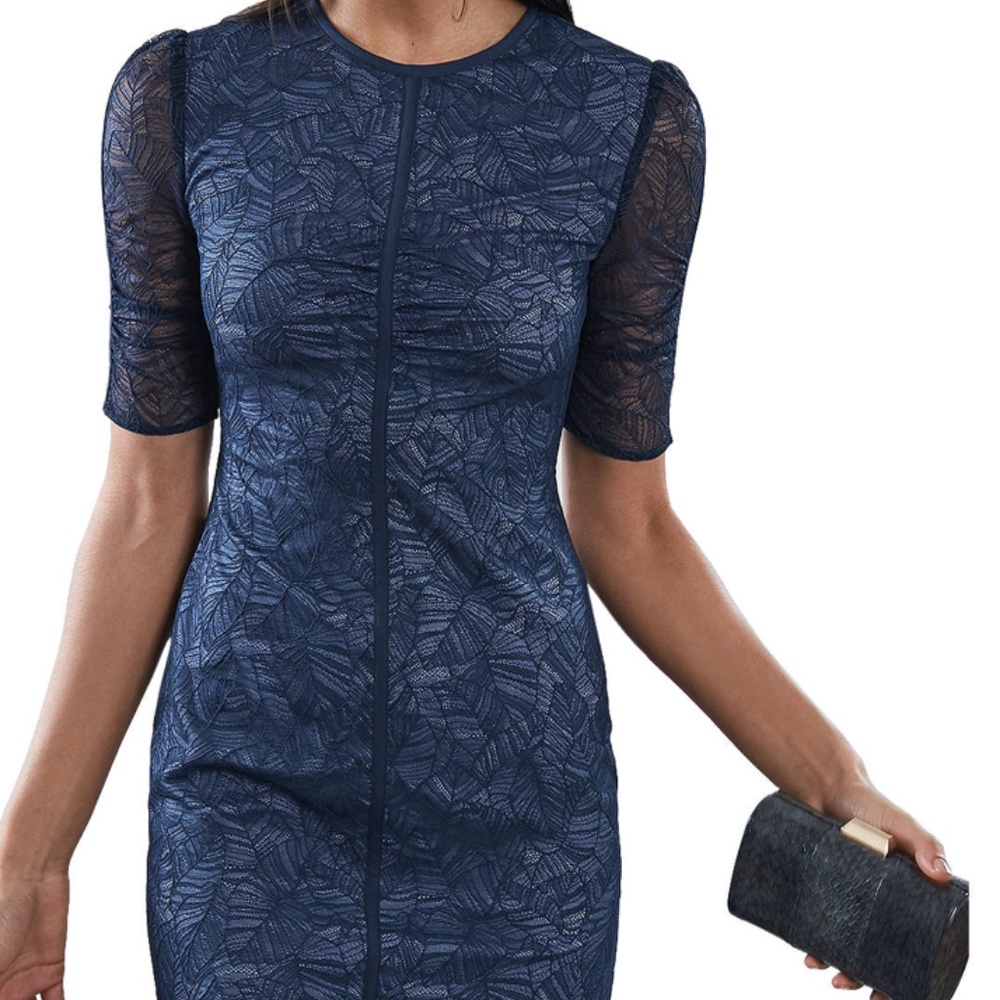 Reiss blue lace cocktail dress